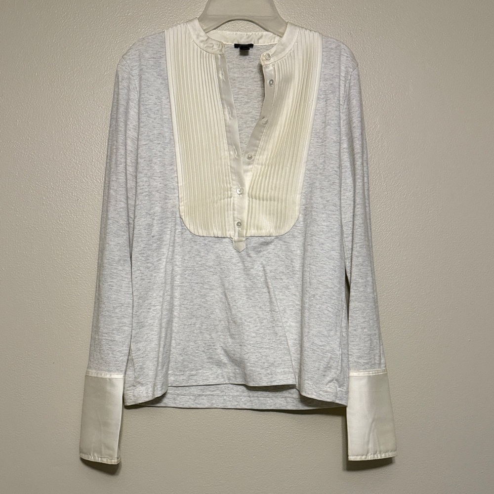 j crew womens tuxedo bib shirt heather grey popover size xs